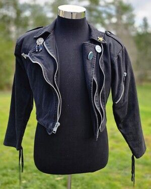 Vintage LIP SERVICE Motorcylce Jacket Biker Moto Gothic Rocker Coat Womens Small
